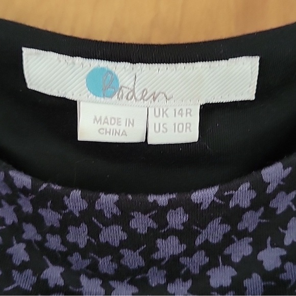 Boden Purple Flower Print Long Sleeve Dress - Picture 6 of 8